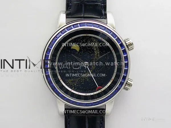 Grand Complications 6104 11P-010 SS PPF 1:1 Blue T Dia Blue Dial On Blue Leather Strap Super Clone Asian 240