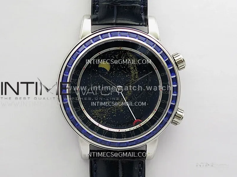Grand Complications 6104 11P-010 SS PPF 1:1 Blue T Dia Blue Dial On Blue Leather Strap Super Clone Asian 240