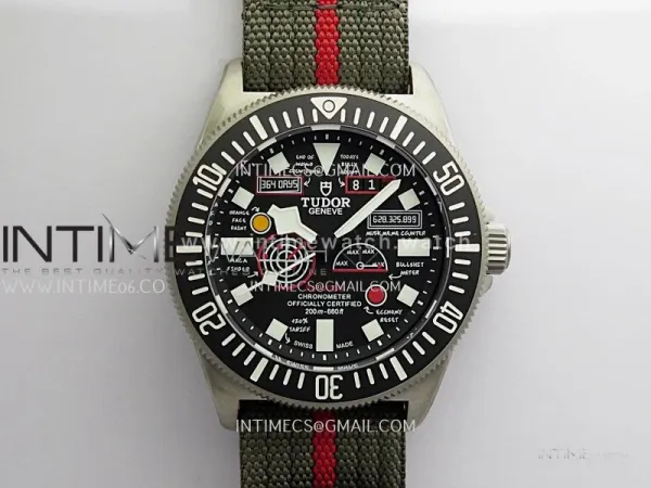 Pelagos FXD Black Ceramic Bezel Ti B12 1:1  Best Edition Black Designed Dial On Green Nylon Strap