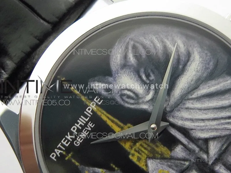Classic 5077P-102 SS Case FLF Best Edition Real Enamel Dial 4 Black Leather strap Cal.240