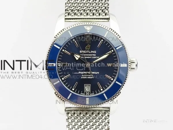 SuperOcean 42mm AB2010 SS GF 1:1 Best Edition Blue Dial Blue Ceramic Bezel on SS Bracelet A2824