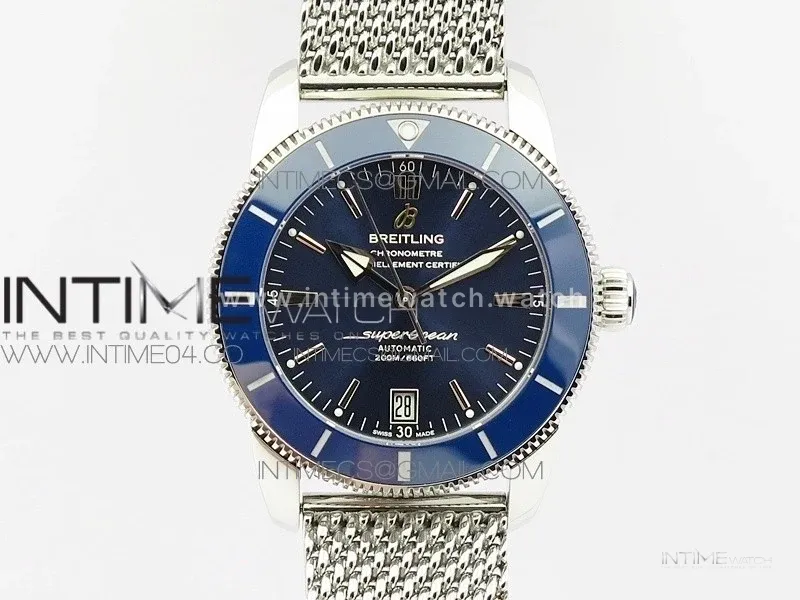 SuperOcean 42mm AB2010 SS GF 1:1 Best Edition Blue Dial Blue Ceramic Bezel on SS Bracelet A2824