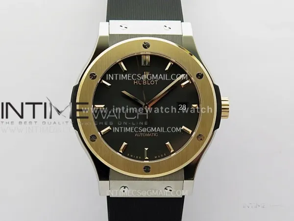 Classic Fusion 42mm Titanium/RG JJZF 1:1 Best Edition Black Dial On Black Rubber Strap