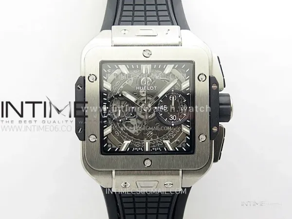Square Bang Unico 42mm Titanium BBF 1:1 Best Edition Skeleton Dial on Black Rubber Strap A1280