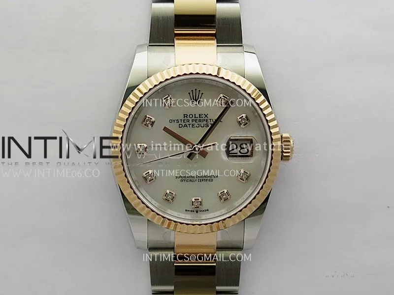 DateJust 126233 36mm 904L SS/RG ONE Factory 1:1 Best Edition White MOP Dial Diamond Marker On Oyster Bracelet DD3235