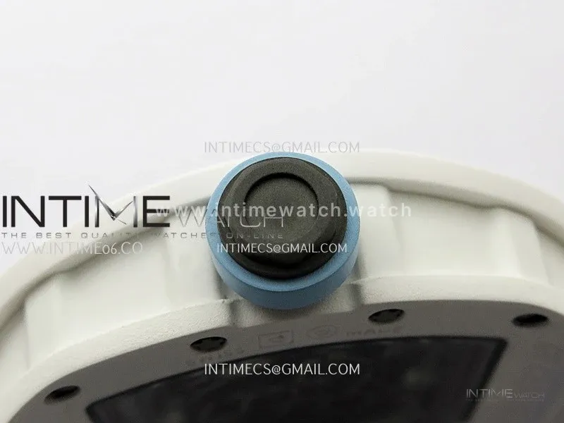 RM055 White Ceramic RMF Skeleton Dial On White Rubber Strap RMUL2 Super Clone