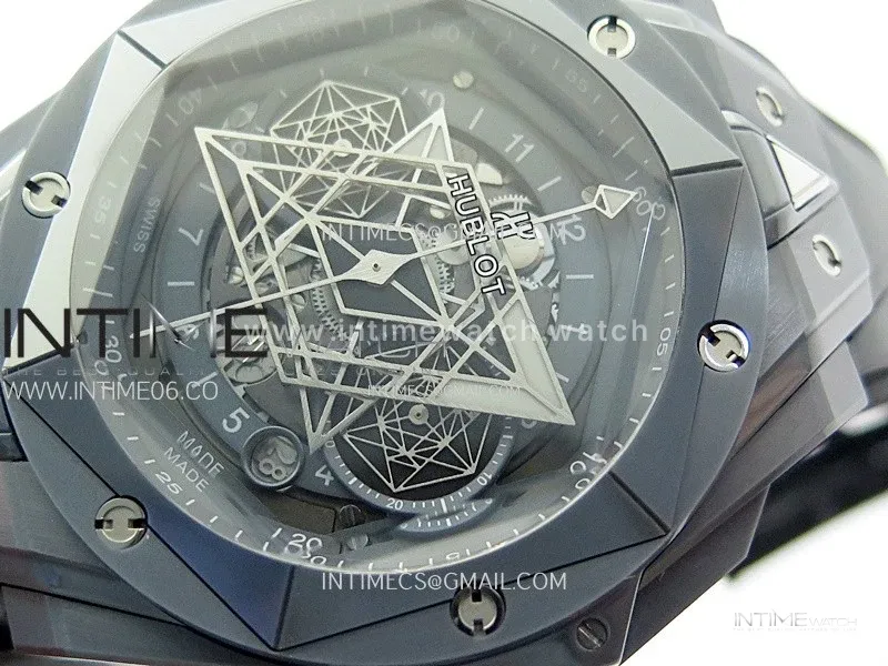 Big Bang Sang Bleu II Gray Ceramic BBF Best Edition on Gray Rubber Strap A1240