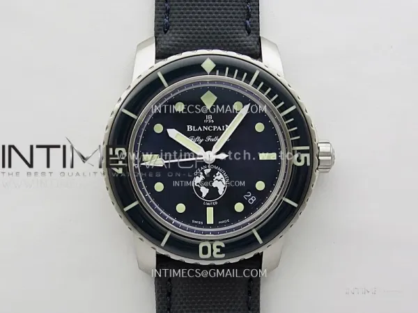 Fifty Fathoms 5008-11B40-52A SS ZF 1:1 Best Edition Blue Dial on Blue Nylon Strap A1151