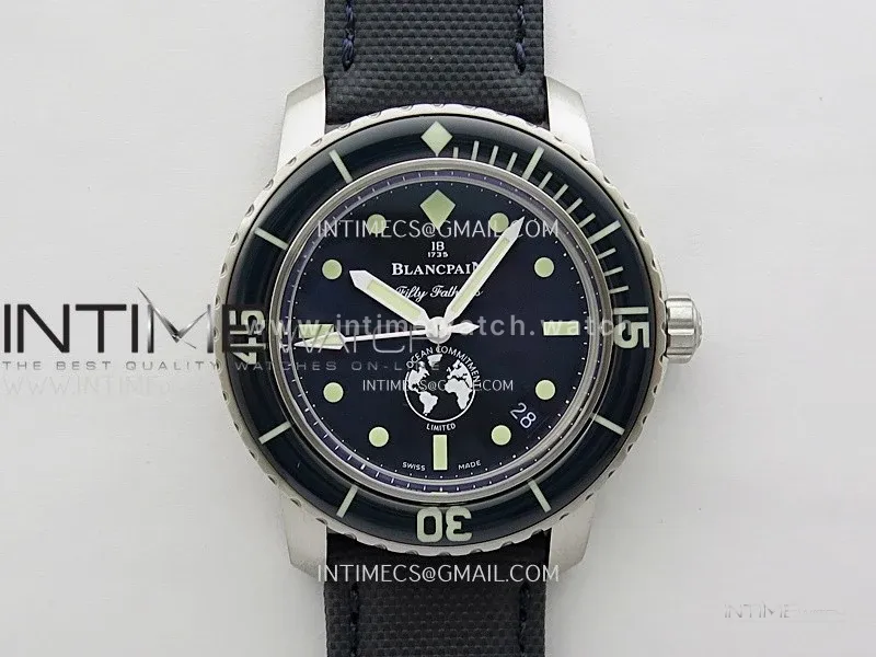 Fifty Fathoms 5008-11B40-52A SS ZF 1:1 Best Edition Blue Dial on Blue Nylon Strap A1151
