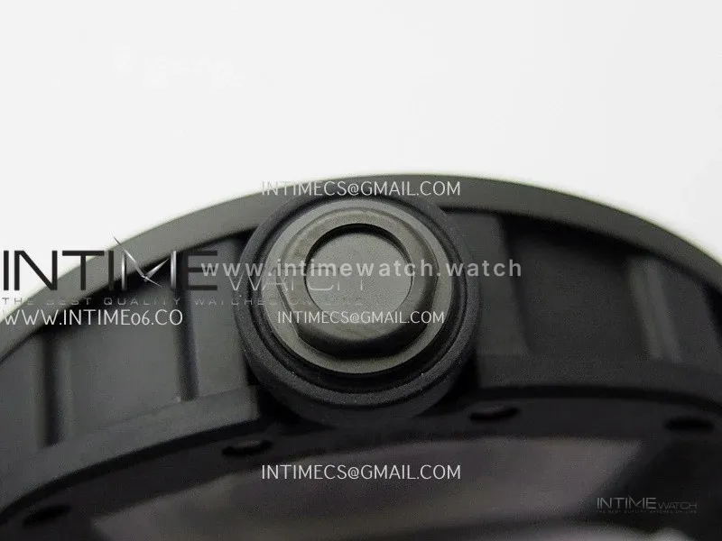 RM055 Black Crown And Inner Black Ceramic ZF 1:1 Best Edition Skeleton Dial On Black Rubber Strap RMUL2 Super Clone
