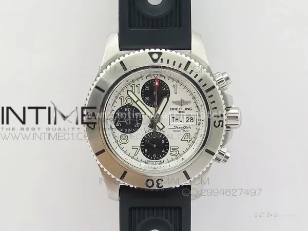 SuperOcan SteelFish SS White Dial on Black Rubber Strap A7750