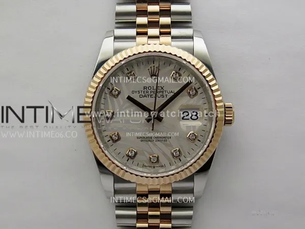 DateJust 126231 904L SS/RG JDF 1:1 Best Edition Silver Leaves Dial Diamond Markers on Jubilee SS/RG Bracelet