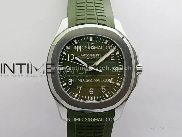 Aquanaut 5168G 42mm Gain Weight SS WSF 1:1 Best Edition Green Dial On Green Rubber Strap Super Clone DD330