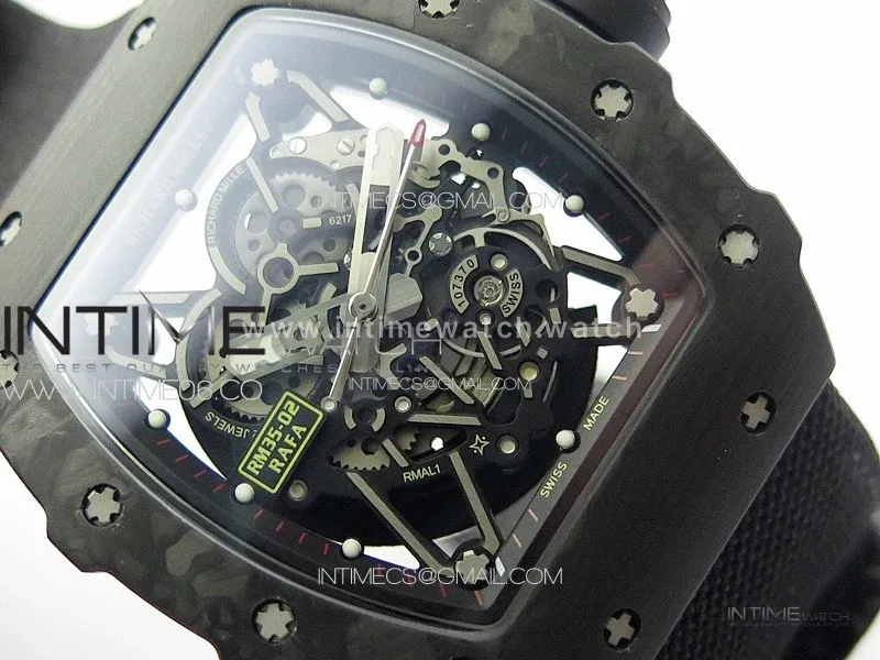 RM035-02 Forged Carbon Case KUF Best Edition Black Crown on Black Nylon Strap MIYOTA8215