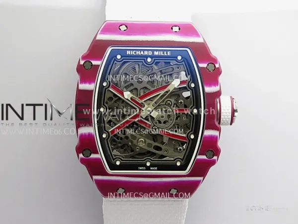 RM67-02 Mutaz Red NTPT Umi Office 1:1 Beat Edition Red Skeleton Dial On White Nylon Strap CRMA7 Clone V2