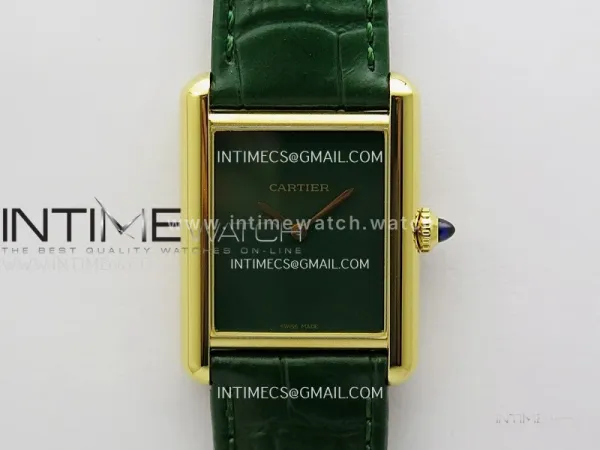 Tank Louis Ladies 25mm YG 8848F 1:1 Best Edition Green Dial On Green Leather Strap Ronda Quartz