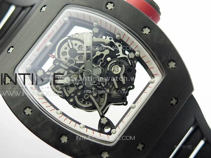 RM055 Forged Carbon Case KUF Best Edition Red Crown on Black Rubber Strap MIYOTA8215