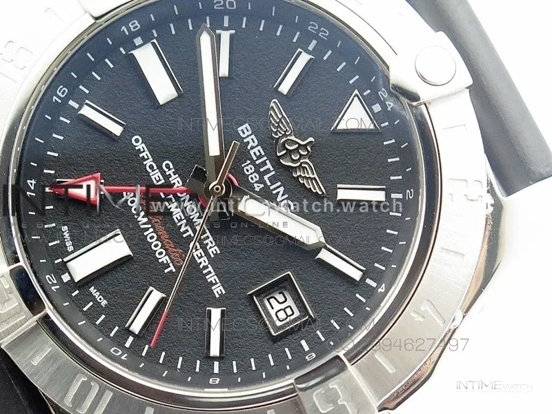 Avenger GMT SS Black Sticks Marker Dial on Rubber strap A2836