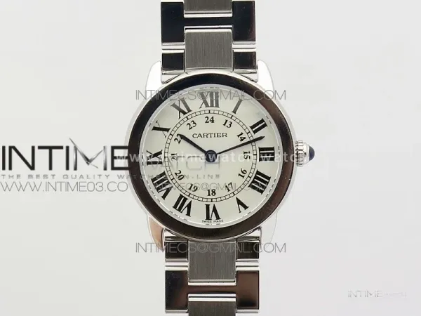 Ronde Solo de Cartier 29.5mm K11 1:1 Best Edition White Dial on SS Bracelet Ronda Quartz