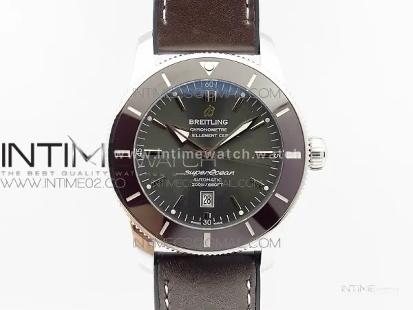 Super Ocean Heritage Brown Ceramic Bezel SS Gray Dial on Brown Gummy Strap A2824