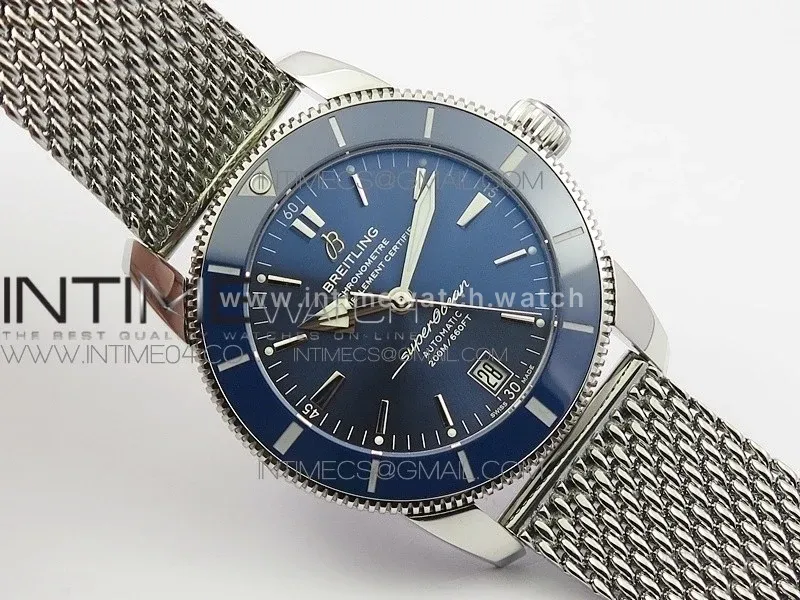 SuperOcean 42mm AB2010 SS GF 1:1 Best Edition Blue Dial Blue Ceramic Bezel on SS Bracelet A2824