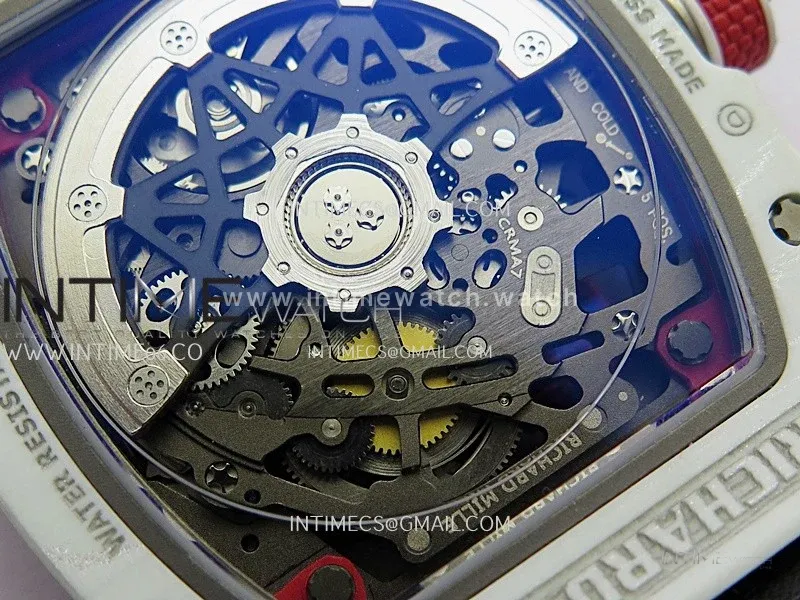 RM67-02 Charles White NTPT Umi Office 1:1 Beat Edition Red/White Skeleton Dial On Red Nylon strap CRMA7 Clone V2