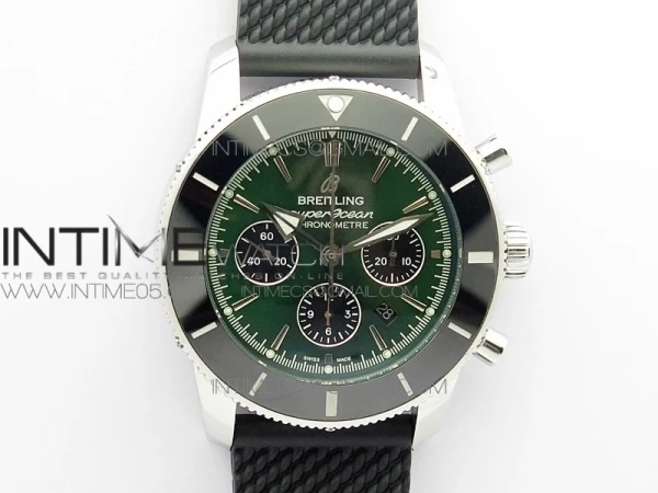SuperOcean Black Ceramic Bezel B50 Best Edition Green Dial on Black Rubber Strap A7750