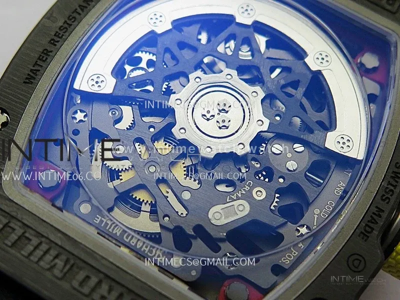 RM67-02 Alexander Black NTPT Umi Office 1:1 Beat Edition Black/Red/Yellow Skeleton Dial On Red Nylon Strap CRMA7 Clone V2