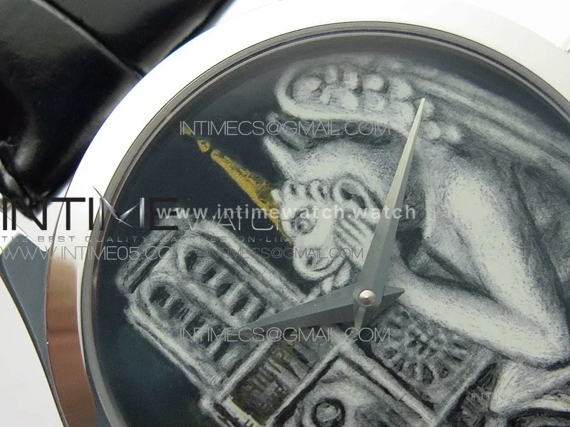 Classic 5077P-102 SS Case FLF Best Edition Real Enamel Dial 3 Black Leather strap Cal.240