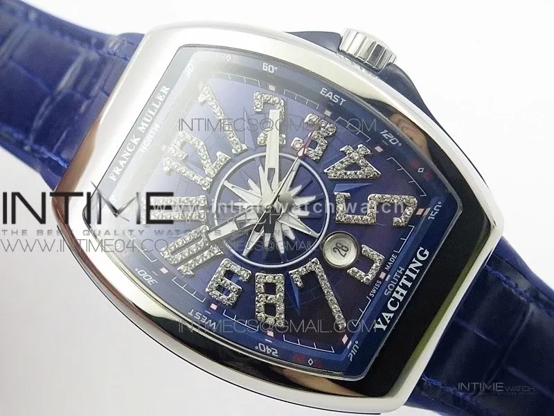 Vanguard V45 SS ABF Best Edition Blue Dial Diamonds Markers on Blue Gummy Strap A2813