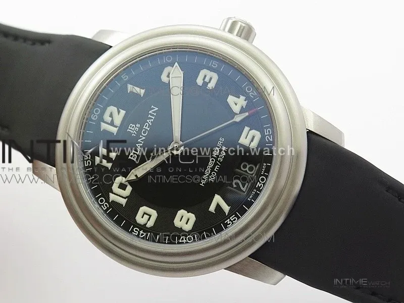 LEMAN 2850B SS 1:1 Best Edition Black Dial Numbers Markers on Black Rubber Strap Cal.6950