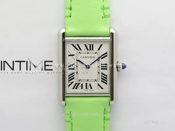 Tank Louis Ladies 25mm SS 8848F 1:1 Best Edition White Dial on Green Leather Strap Ronda Quartz