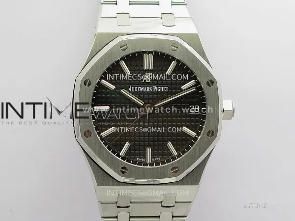 Royal Oak 41mm 15500 SS JF 1:1 Best Edition Black Dial On SS Bracelet Super Clone DD4302 (Free Sprung Look)