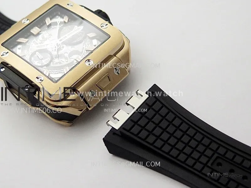 Square Bang Unico 42mm RG BBF 1:1 Best Edition Skeleton Dial on Black Rubber Strap A1280