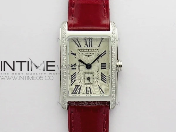 Doloevita SS Crystal Bezel 8848F 1:1 Best Edition Ivory White Textured Dial On Red Leather Strap Cal.L178.2