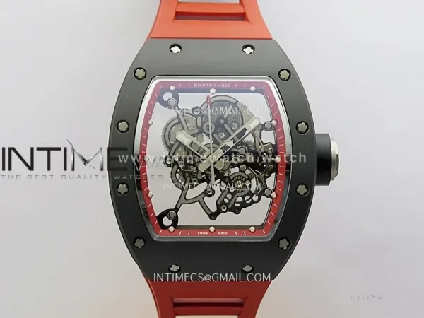 RM055 Black Ceramic Red Inner Bezel DF Best Edition On Red Rubber Strap RMUL2 Super Clone (Free Sprung)
