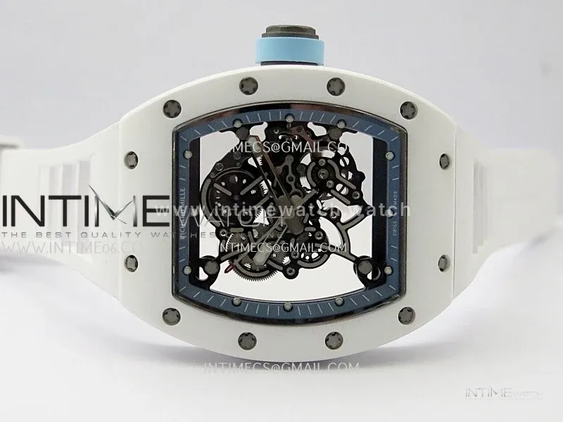 RM055 White Ceramic RMF Skeleton Dial On White Rubber Strap RMUL2 Super Clone