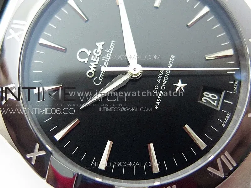 Constellation 41mm SS/Black Ceramic Bezel VSF 1:1 Best Edition Black Dial on Black Gummy Strap A8900