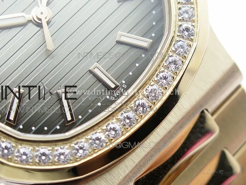 Nautilus 5711/1R Crystal Bezel PPF V4 1:1 Best Edition Brown Textured Dial on RG Bracelet 324CS