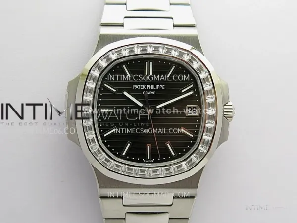 Nautilus 5711 T Diamond Bezel DDF 1:1 Best Edition Black Dial On SS Bracelet Super Clone DD26-330