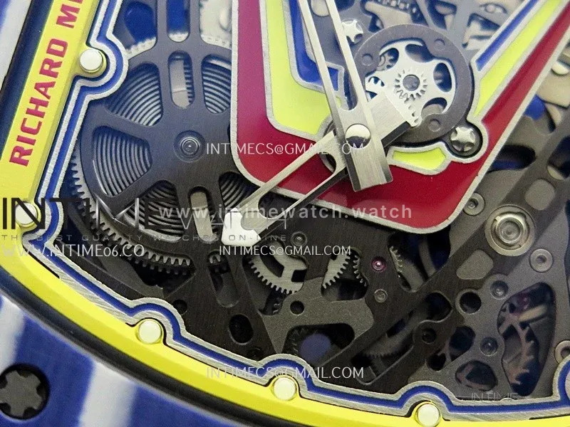RM67-02 Fernando Blue NTPT Umi Office 1:1 Beat Edition Blue/Red Skeleton Dial On Blue Nylon Strap CRMA7 Clone V2