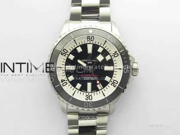 SuperOcean Automatic 44 Black Ceramic Bezel TF 1:1 Best Edition Black Dial on SS Bracelet A2824