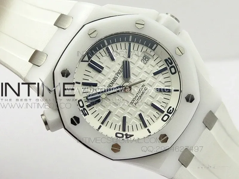 Royal Oak Offshore Diver White Ceramic BP on White Rubber Strap A3120