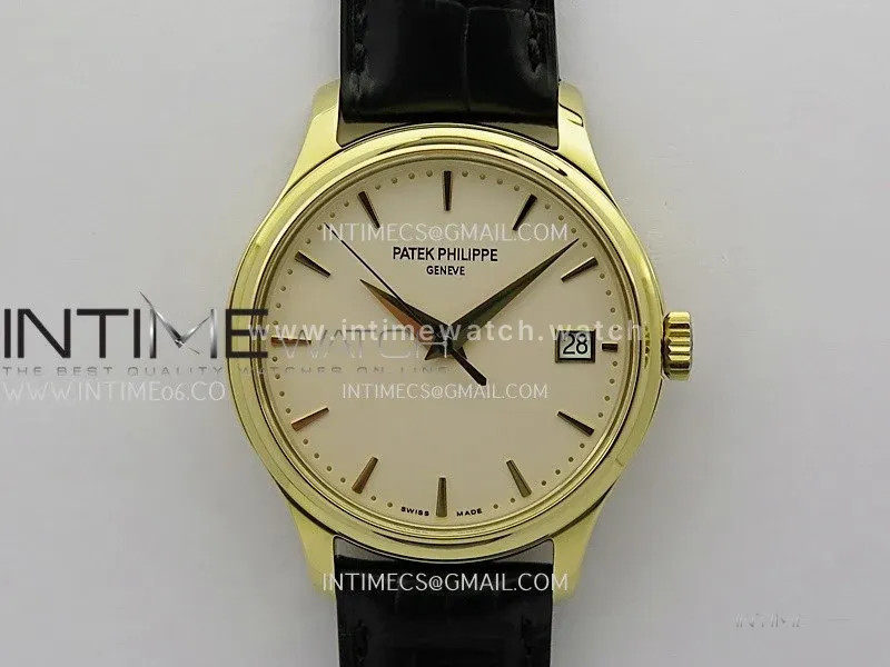 Calatrava 5227 YG 3KF 1:1 Best Edition White Dial on Brown Leather Strap A324 Super Clone V2