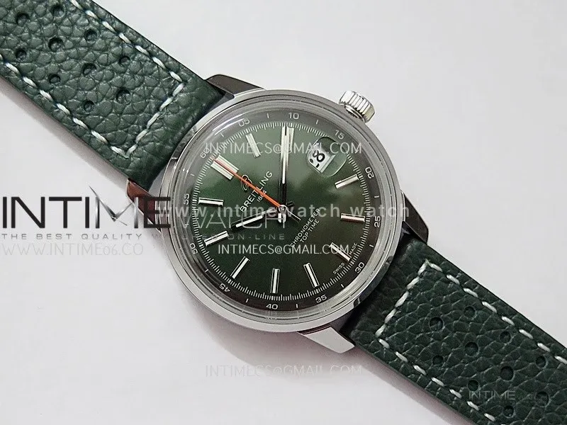 Top Time AB3113 38mm SS BLSF 1:1 Best Edition Green Dial On Green Leather Strap Asian B31