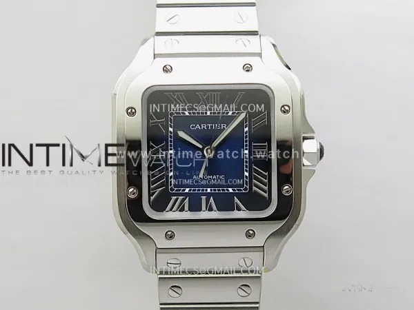 Santos de Cartier 35mm SS BVF 1:1 Best Edition Blue Dial on SS SmartLinks Bracelet 9015