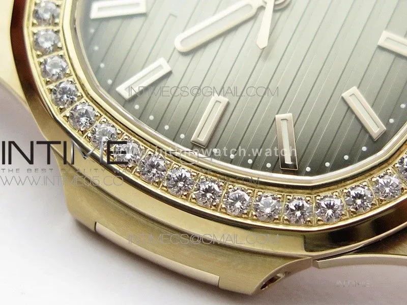 Nautilus 5711/1R Crystal Bezel PPF V4 1:1 Best Edition Brown Textured Dial on RG Bracelet 324CS