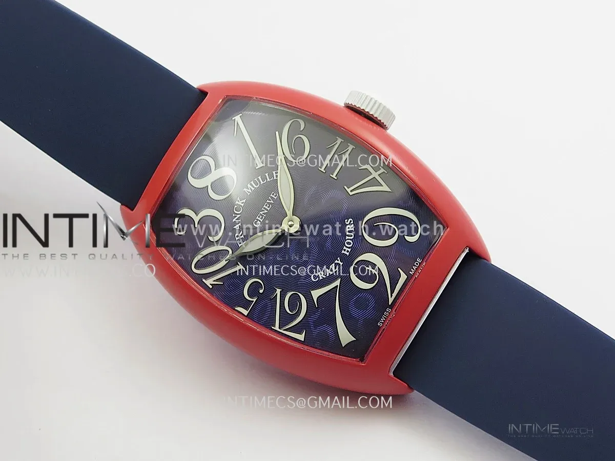 Crazy Hours Real Jumping Hour Red PVD ABF Blue Dial On Blue Rubber Strap A23J