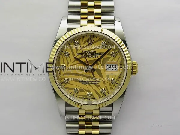DateJust 126233 36mm 904L SS/YG ONE Factory 1:1 Best Edition Gold Leaves Dial Diamond Marker On Jubilee Bracelet DD3235
