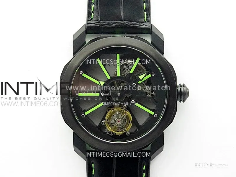 Octo 102910 PVD AXF Best Edition Skeleton Dial on Brown Leather Strap Asian BVL206 Tourbillon Movement